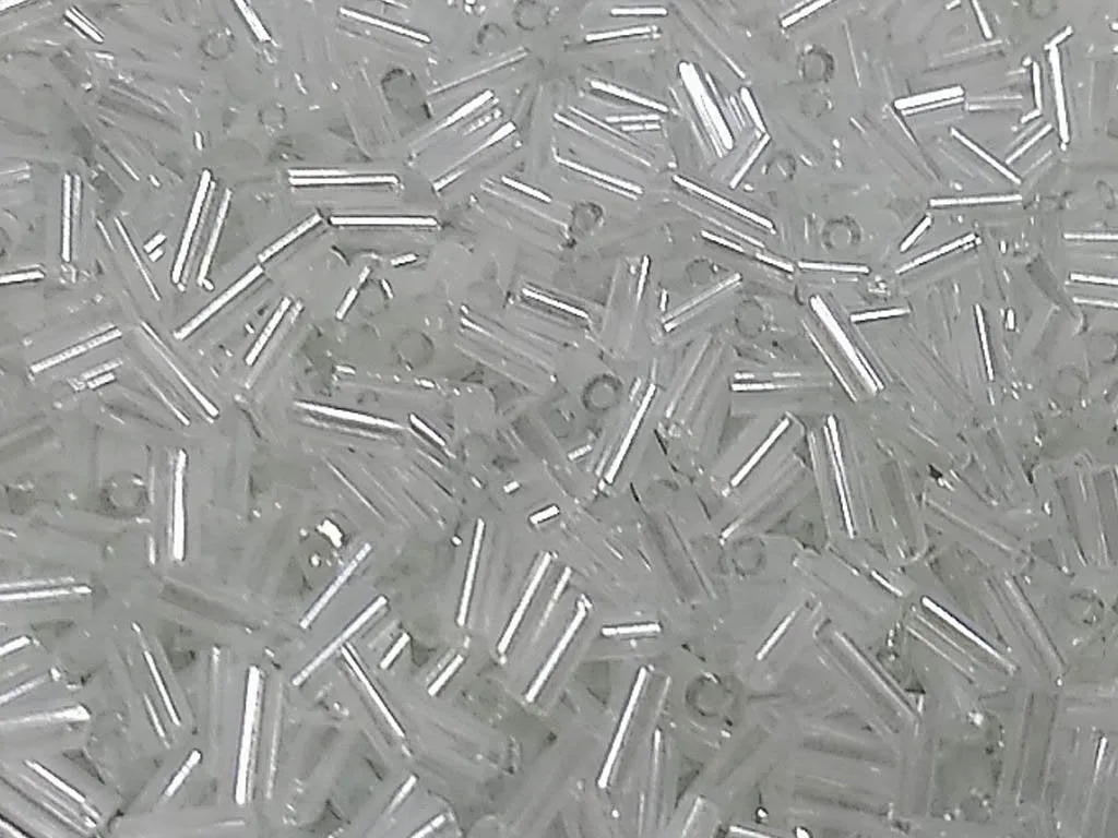 White Pipe / Bugle Transparent Glass Seed Beads (Wholesale)