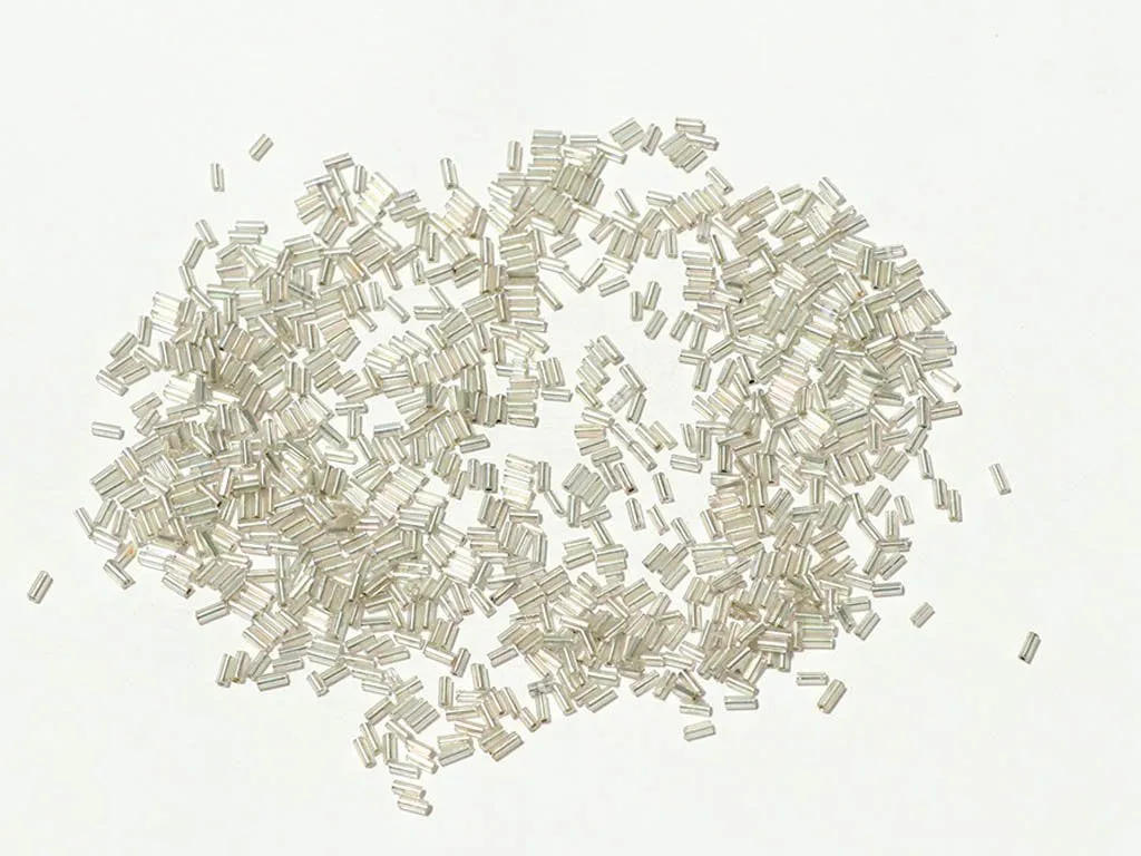 White Transparent Silverline Pipe / Bugle Glass Seed Beads (Wholesale)