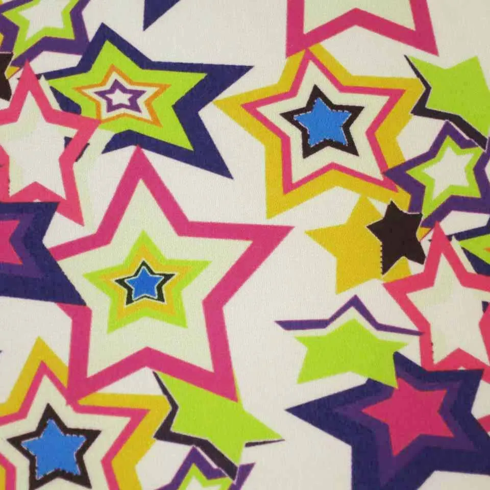 White With Stars Printed Silk