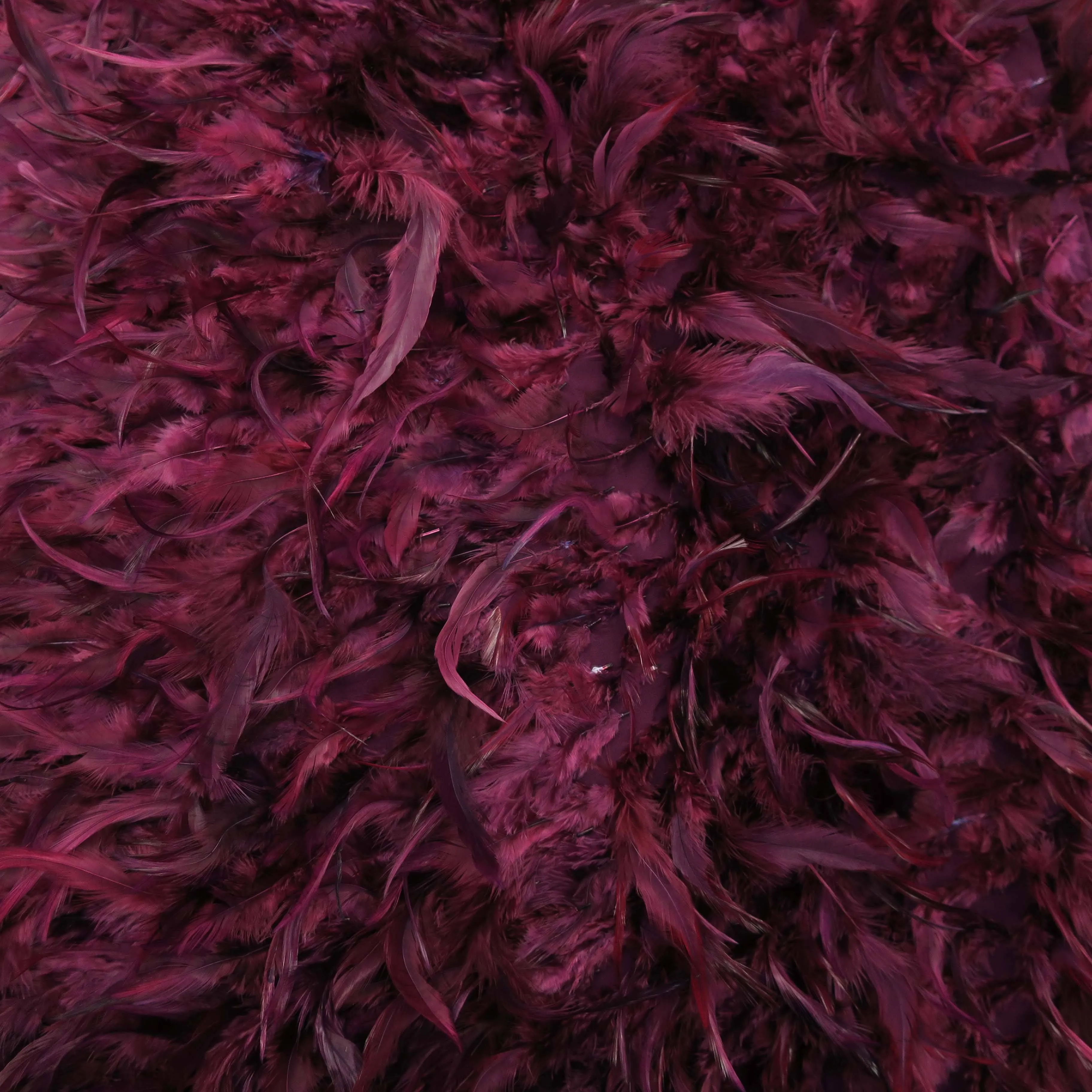 Wine Red Feathered Embroidered Fashion Fabric