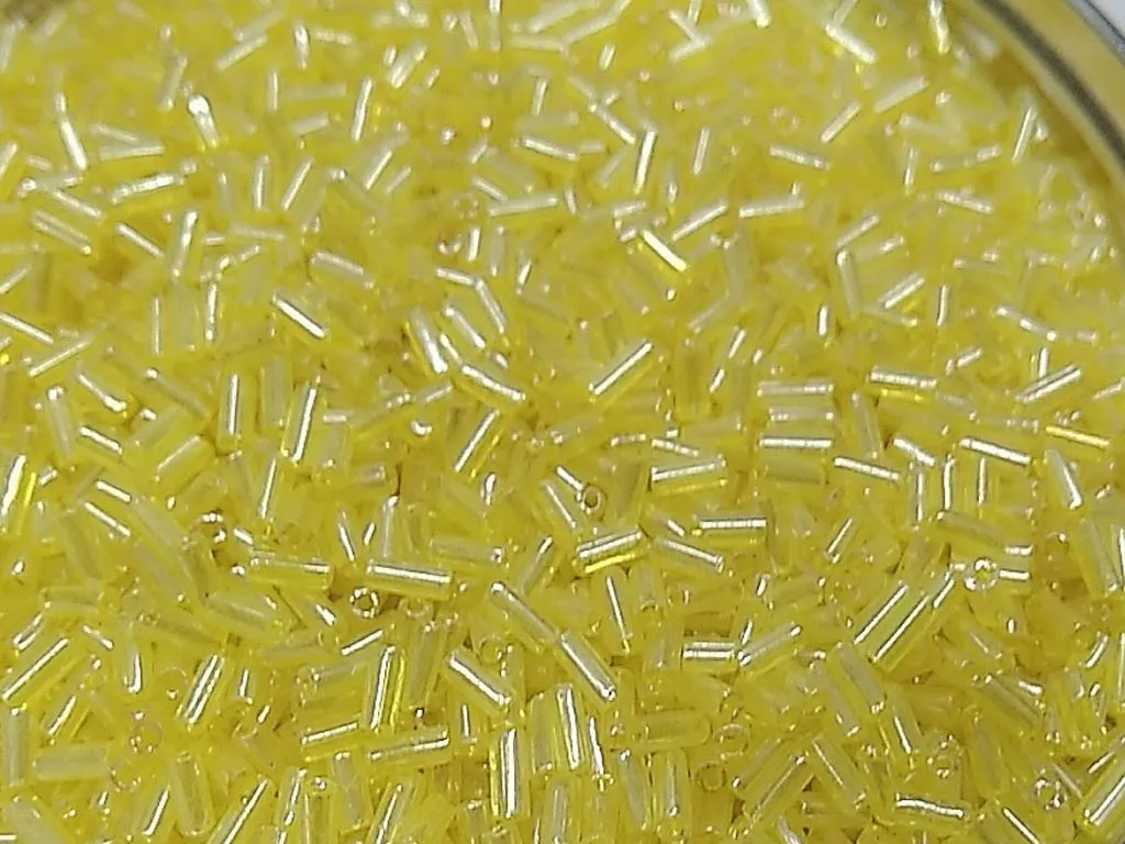 Yellow Transparent Lustre Pipe / Bugle Glass Seed Beads (Wholesale)