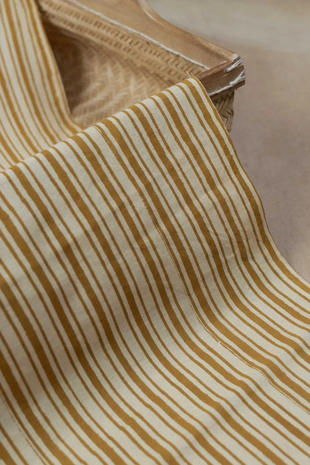 Yellow with Cream Bagru Cotton Fabric